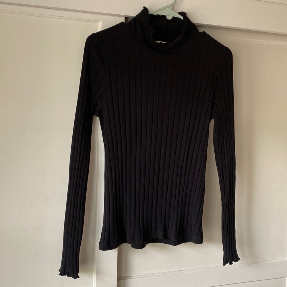 Madewell Ribbed Turtleneck with Ruffled Hem
